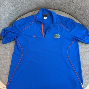 Gators football fan shirt Nike Royal Blue Men's Polo with Orange Accents